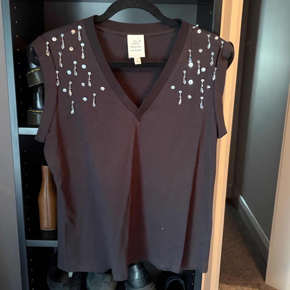 Embellished Black Sleeveless Top by cinq a sept